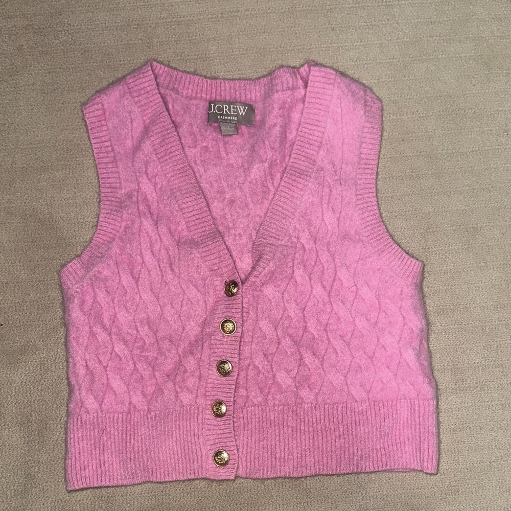 J. Crew Cashmere Pink Cable Knit Vest